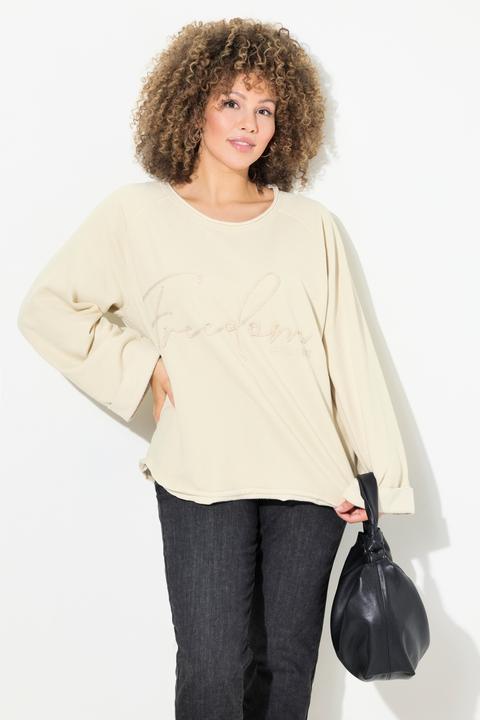 Produktbild Ulla Popken Sweatshirt, Stickerei, Rundhals, Langarm, Rollkanten (50, 52)