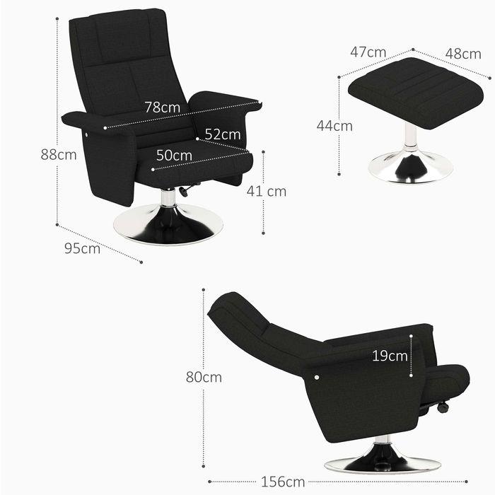 Actual product image Swisshandel24 Massagesessel mit Fusshocker, elektrischer Relaxsessel mit Liegefunktion Schwarz