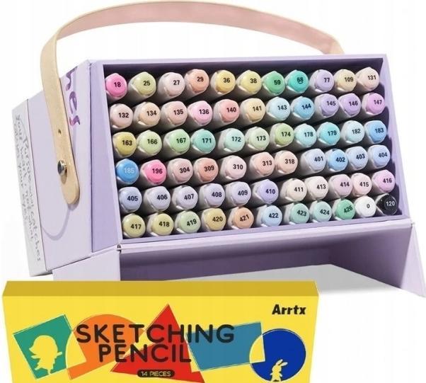 Arrtx Dvipusiai markeriai - flomasteriai Oros, 66 spalvų, pastelinių atspalvių