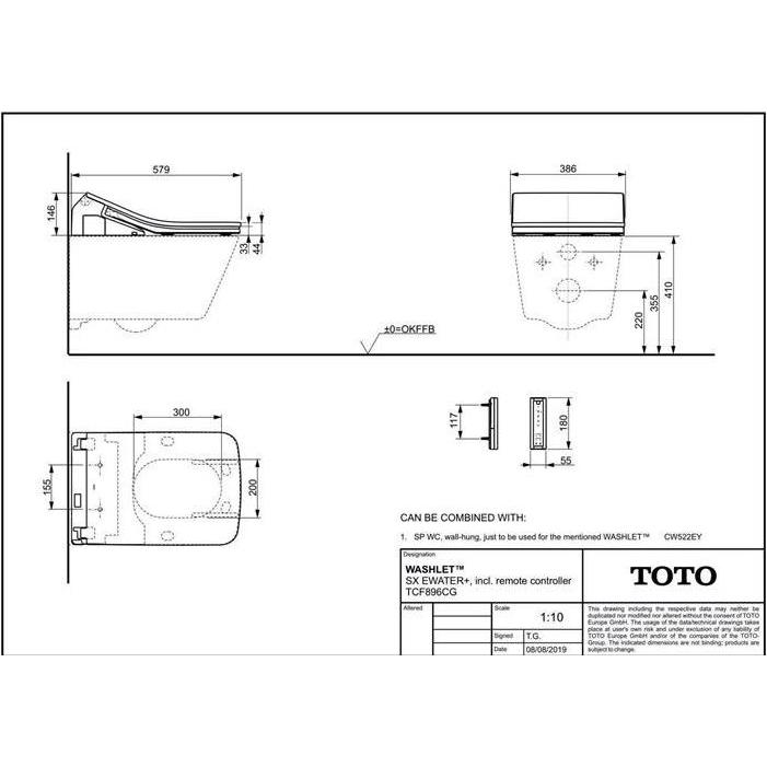 Thumbnail - TOTO, WC Deckel, SX Washlet Dusch-WC ewater+ für SP Wand-WC CW552EY weiss