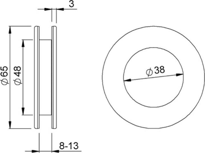 Produktbild Kws Muschelgriff 5255 Aluminium silberfarbig eloxiert Einlass-Ø 50 mm