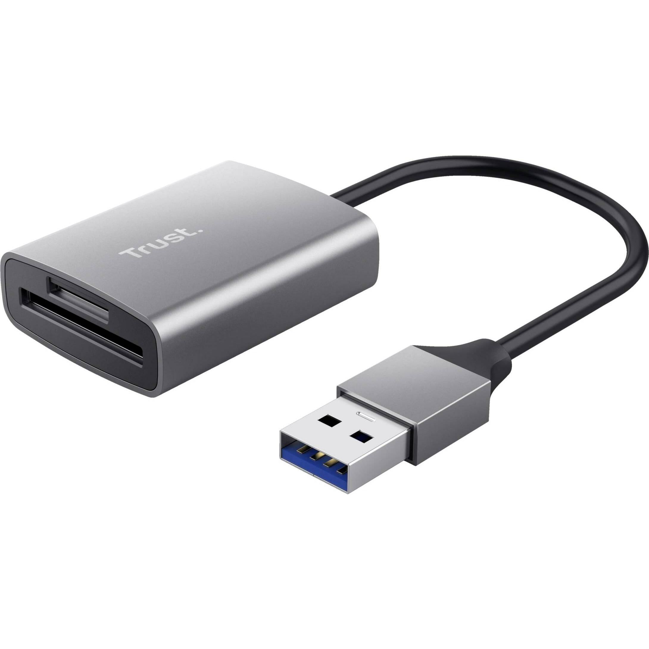 Trust Alluminio/Alluminio Lettore Di Memoria Flash Usb3.2/24135 (Usb 3.1, Usb 3.2, Usb-C 3.2 Gen 1), Lettore Di Schede Di Memoria