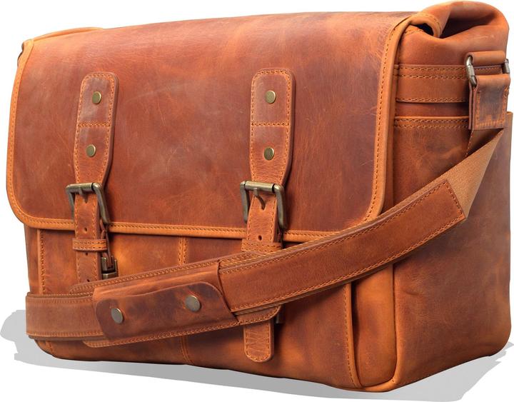 Actual product image Only-Bags.Store Leather vintage 16" laptop bag, camera bag, briefcase, satchel, portfolio notebook tablet (16")