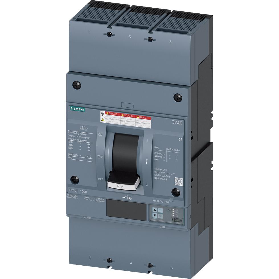 Siemens, Schutzschalter, Leistungsschalter 3VA6 UL Frame 800 Schaltvermögenklasse C 100kA @ 480 V 3-polig 3VA65807JQ362A...