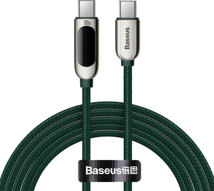 Produktbild Baseus Display Fast Charging Data Cable Type-C to Type-C 100W 2m Green (2 m, USB 2.0, 100 W)