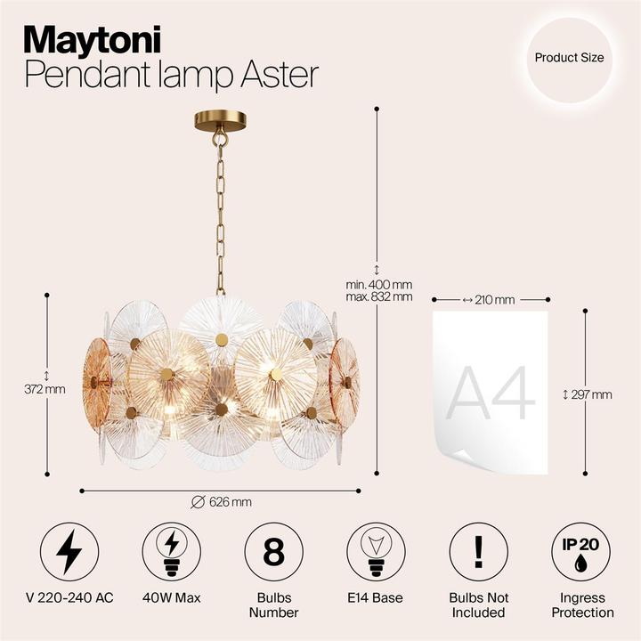 Produktbild Maytoni PENDANT LAMP MOD007PL-08G (E14)