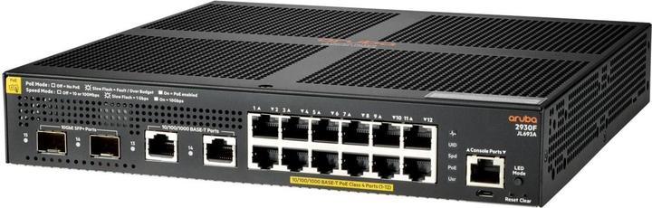 Produktbild HPE E Aruba 2930F Switch 2 SFP+/10Gbit/s G Ports, PoE+, Layer 3, VSF Stacking, RIP Routing, Acce (14 Ports)
