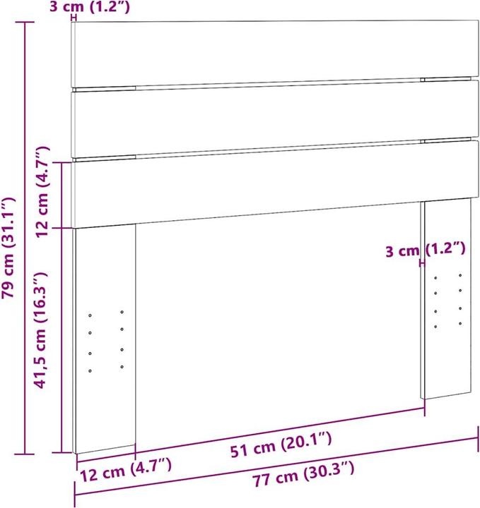 Image du produit vidaXL Kopfteil (77 x 3 x 79 cm)