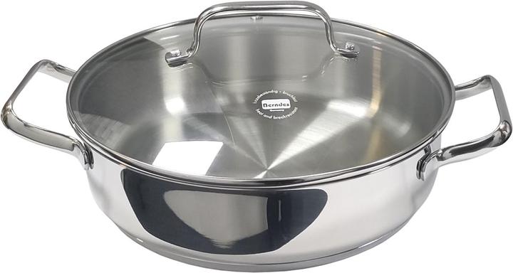 Actual product image Berndes Serving pan with glass lid 24 cm b.brillant (24 cm, Frying pan, Stainless steel)
