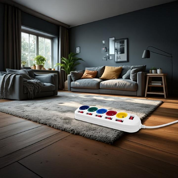 Actual product image Maclean power line, 5 socket extension, with switches, 250VAC/10A, 1.5 m, MCE204 M/W (5x, Type 12, 1.50 m)