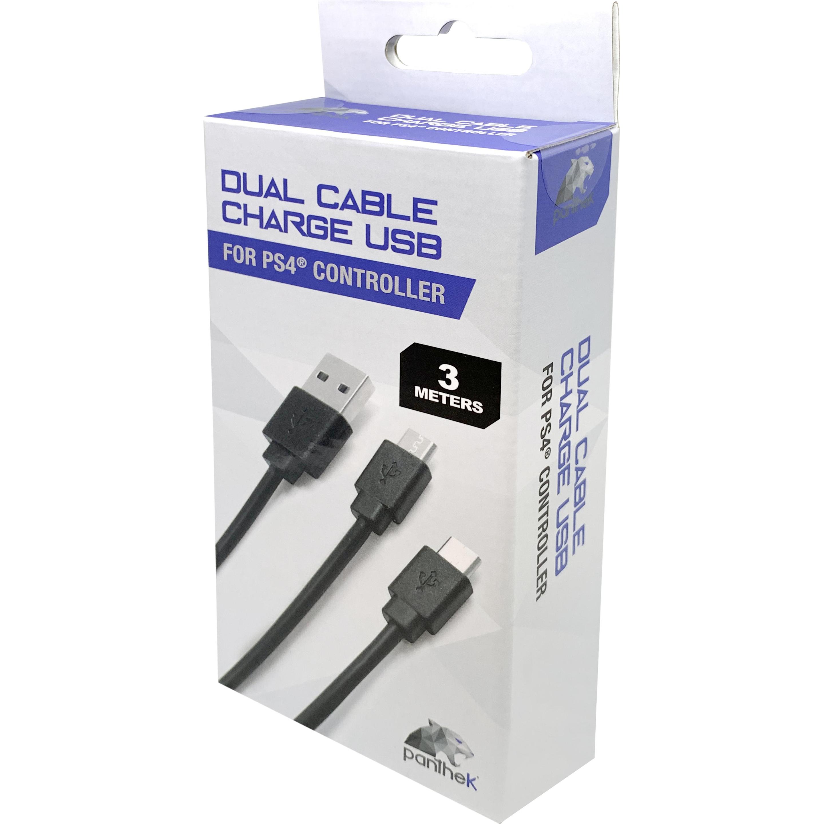 Panthek PlayStation 4 Cavo Dual di Ricarica (PS4), Accessori per controller gaming, Nero