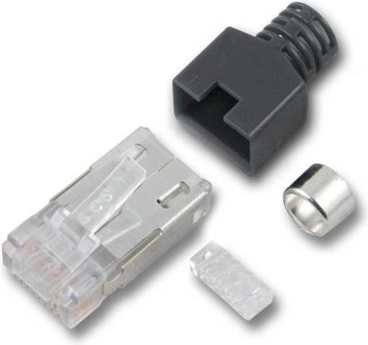 Produktbild EFB Elektronik Hersteller: RJ45-Stewart Stecker STP, hellgrau, 50 Stück, 4 Elemente, Cat.5e Bis 100 MHz (Cat.5e... (Netzwerkkabel Stecker)