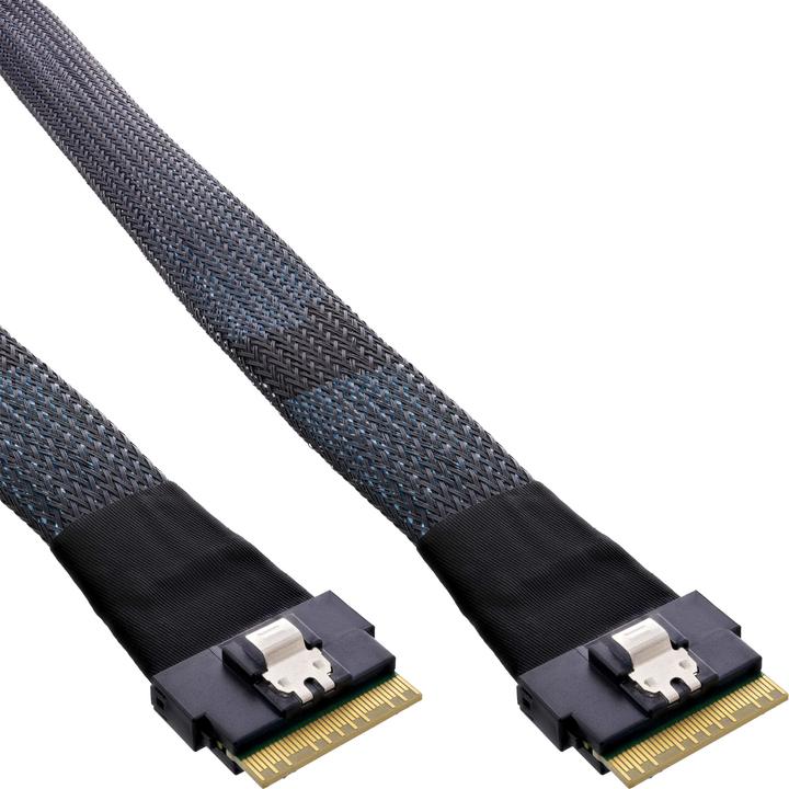 Actual product image InLine Slim SAS cable, SFF-8654 8X to SFF-8654 8X, 48 Gb/s, 0.5m