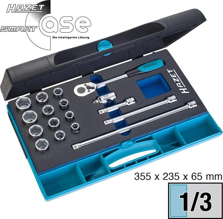 Produktbild HAZET Steckschlüssel Satz 880/17 ∙ Vierkant10 mm (3/8 Zoll) ∙ Aussen Sechskant-Tractionsprofil ∙ 10 … (14 mm, 12 mm, 11 mm, 10  mm, 20 mm, 22 mm, 19 mm, 21 mm, 17 mm, 18 mm, 15 mm, 16 mm, 13 mm)