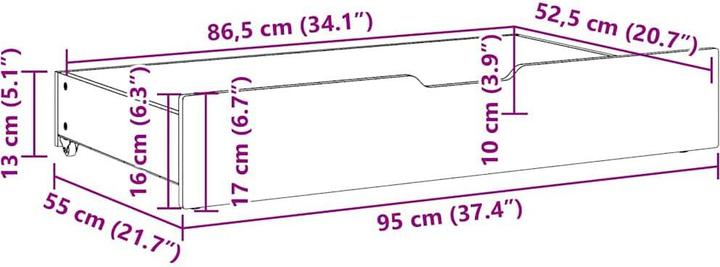 Actual product image vidaXL Bettschublade (95 x 55 x 16 cm)