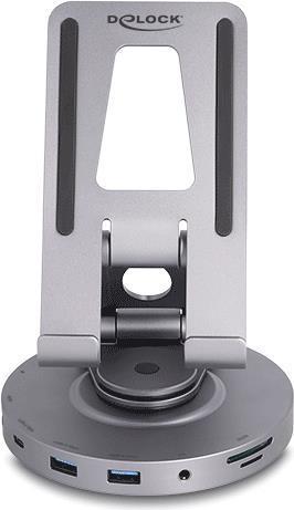 Image du produit Delock Station d'accueil pour tablettes et ordinateurs portables 4K avec support intégré - HDMI / USB / (USB-C, 4 ports)