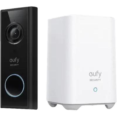 eufy, Campanello + Citofono, da Anker 2K Videodeurbel + 2K Beveiligings camera bundel - Pan & tilt - Voor binnen en buiten - Met (Senza fili, WiFi)