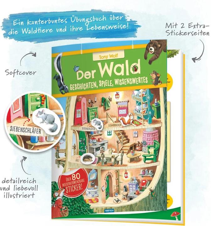 Produktbild Stickerbuch der Wald Geschichten Spiele Wissenswertes