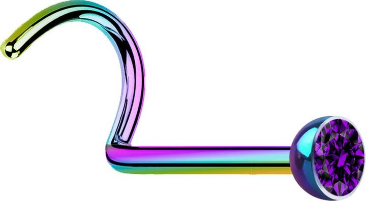 Immagine prodotto Star Piercing Borchia nasale curva colorata con cristalli viola (senza ottone, Acciaio chirurgico 316L)
