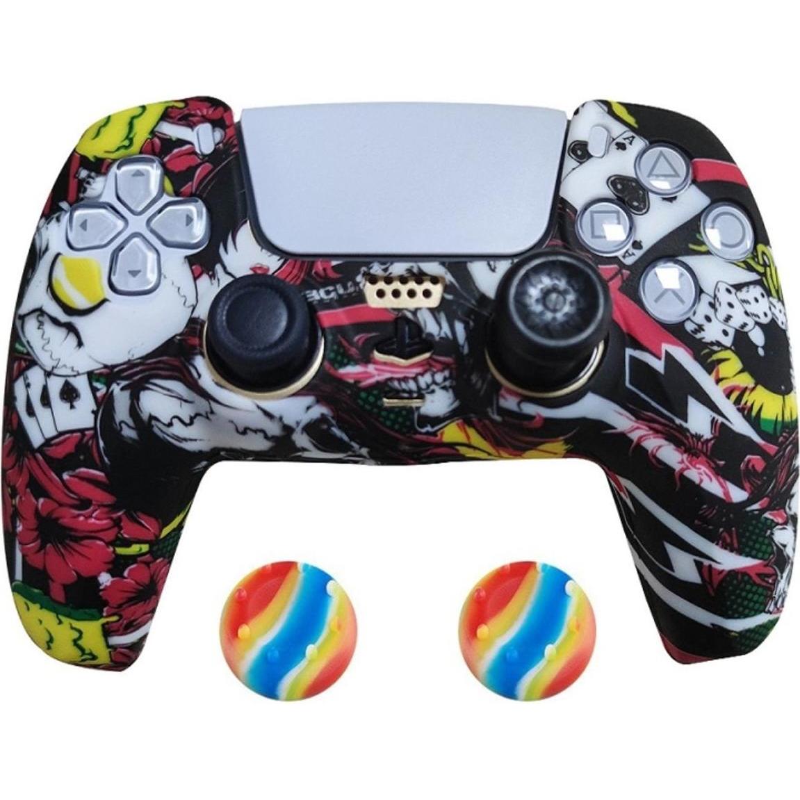 König Design 2 x Schutzhülle für Playstation 5 DualSense Controller Skin Silikon Schutz Motiv (Playstation Classic), Gam...