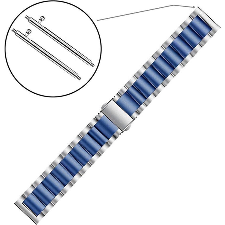 Thumbnail - Strap-it Stahlarmband (22 mm, Edelstahl), Uhrenarmband, Silber, Blau