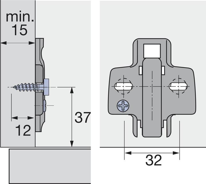 Produktbild Hettich Kreuzmontageplatten Sensys/Intermat 8099, Eckmontage (200 Stk.)