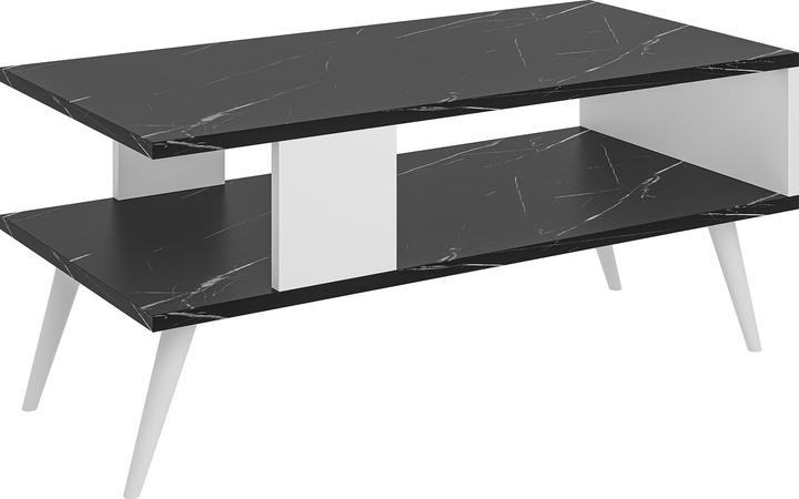 Produktbild En.Casa Couchtisch Lycksele 40x90x45 cm Marmoroptik, schwarz / Weiss
