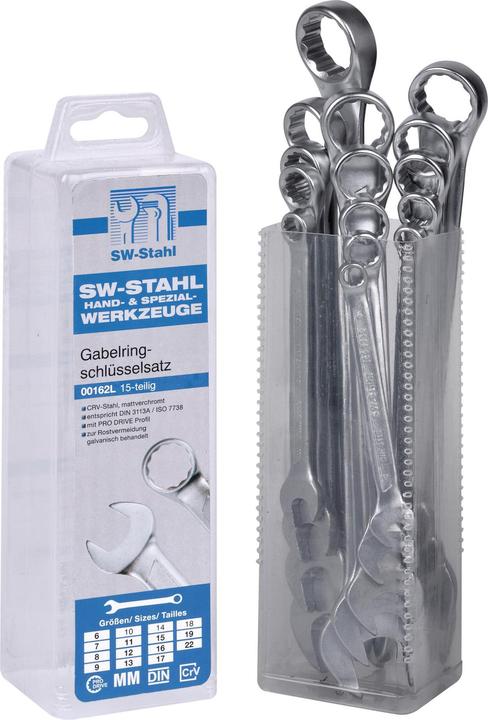 SW-Stahl Ring Spanner Set (10 mm, 11 mm, 12 mm, 13 mm, 14 mm, 15 mm, 16 mm, 17 mm, 18 mm, 19 mm, 22 mm, 6 mm, 7 mm, 8 mm, 9 mm)