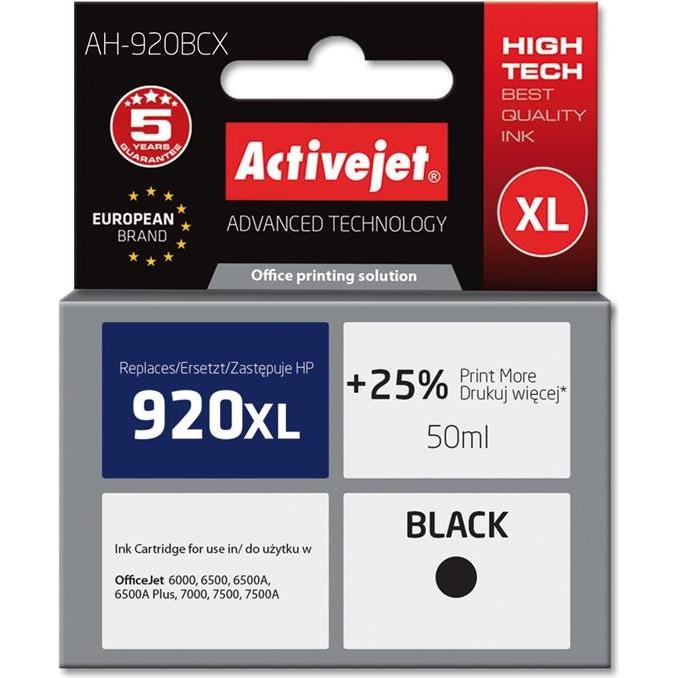Thumbnail - Activejet, Druckerpatrone, AH-920BCX Tintenpatrone Schwarz 50 ml (BK)