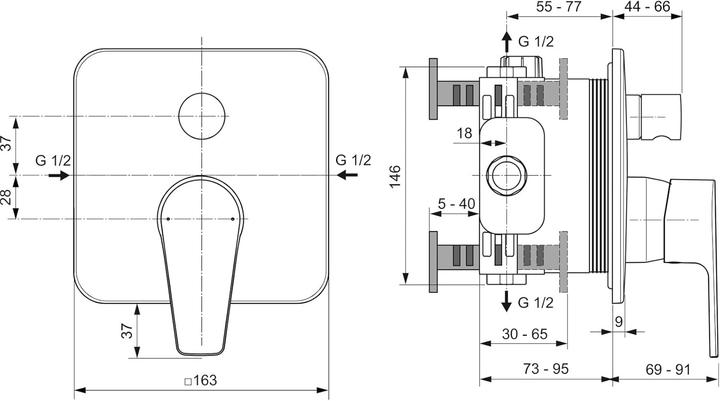 Productafbeelding Ideal Standard IDS badmengkraan CERAFINE D UP kit 2 chroom