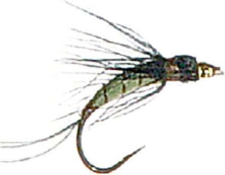 Stucki Fishing Wet flies mounted, Series 26, No. 10 Without barbs