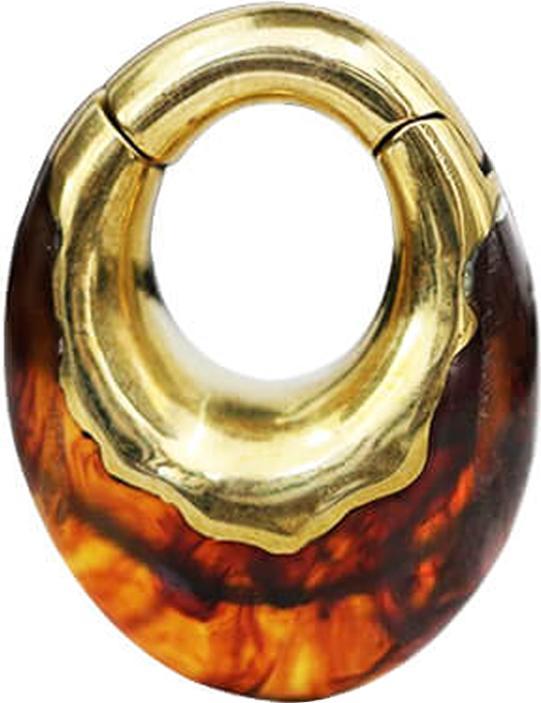 Image du produit Star Piercing Ohrgewicht klappbar vergoldet Epoxy Rauch braun (Organique, Laiton)