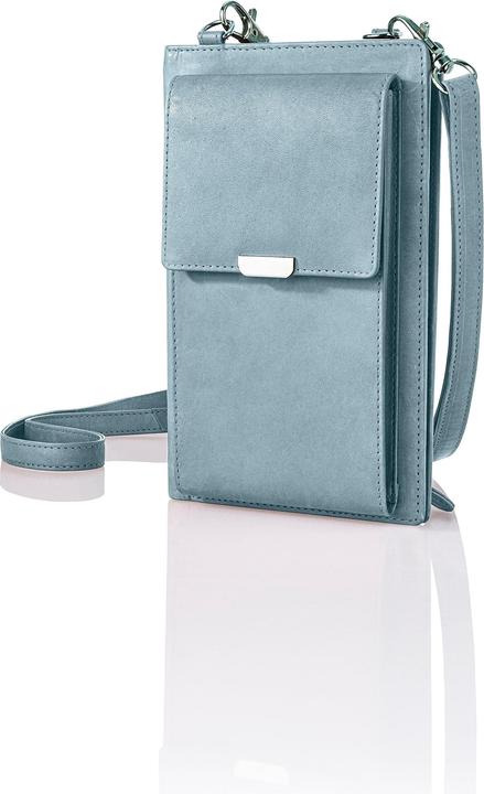 Produktbild Handy-Umhängetasche mit Kartenfächern, Leder (Farbe: blau)