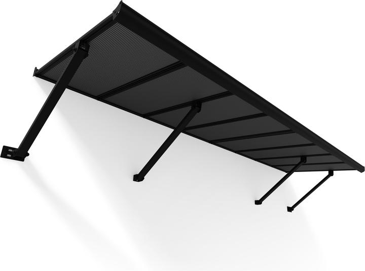 Actual product image Palram Canopia | Augustine 9.6ft Door Awning Black Structure / Opaque Grey Panels
