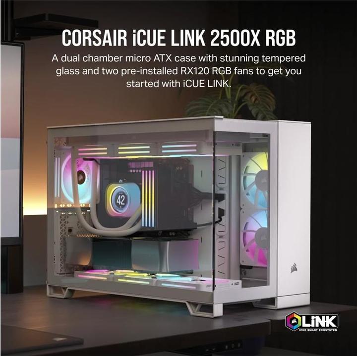 Image du produit Corsair Boîtier iCUE 2500X RGB Midi TG blanc (mATX)
