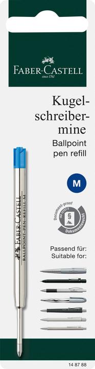 Actual product image Faber-Castell Castell 148788 - Ballpoint pen refill, refill M, blue (1 Piece, Blue, 0.40 mm)