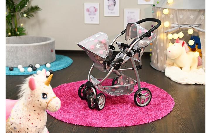 Image du produit Knorrtoys Zwillingspuppenwagen Milo - "star grey pink"