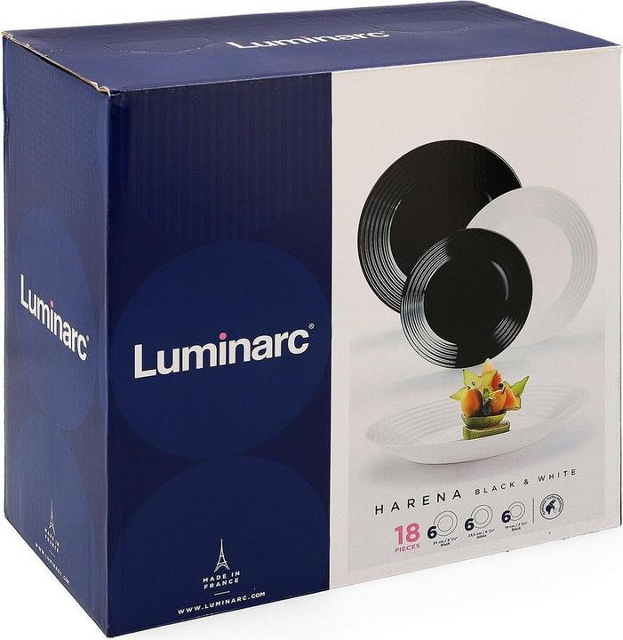 Actual product image Luminarc Tableware 1900 White/black glass 18 pieces (18 pcs.)
