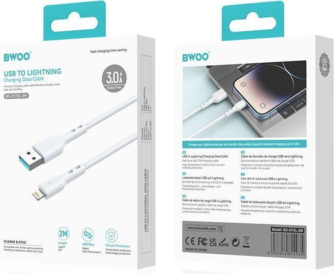 Produktbild Bwoo 3A USB to lightning cable, 2m (2 m, 15 W)