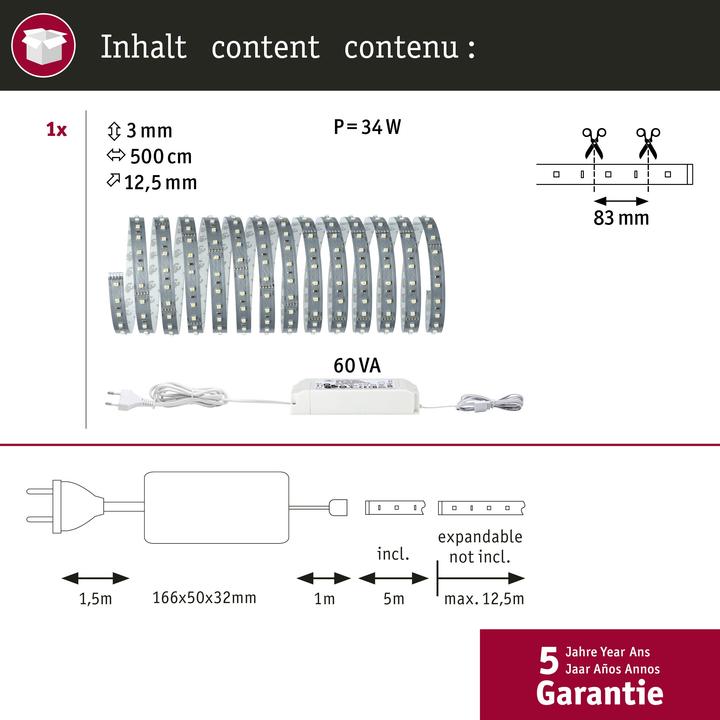 Actual product image Paulmann MaxLED 500 Stripe Set (Daylight, 500 cm, Indoor)