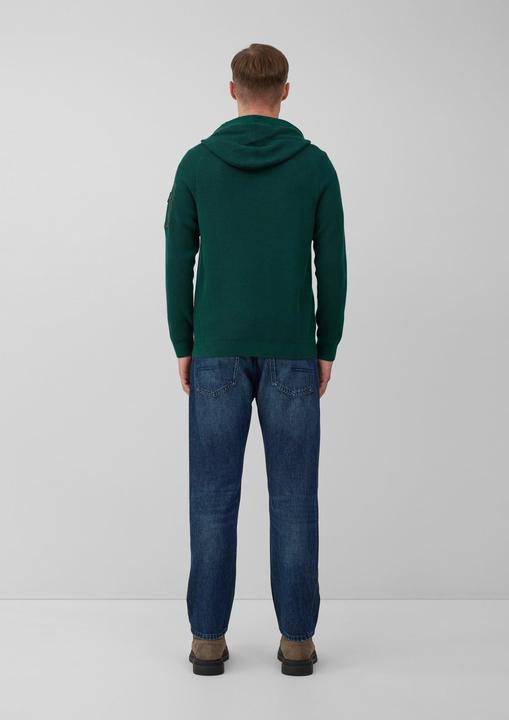 Produktbild s.Oliver Strickpullover Struktur-Hoodie im Materialmix mit Ärmeltasche (S)