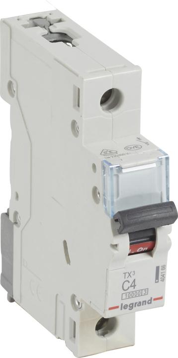 Actual product image Legrand TX3 miniature circuit-breaker C characteristic, 4A, 1-pole, 10kA,230/400VAC, 1TE 404166