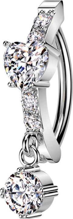 Immagine prodotto Star Piercing Banana con cerniera in argento scudo quattro rotondo un cuore ciondolo di cristallo cristallo (Ottone, Acciaio chirurgico 316L)