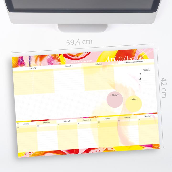 Actual product image Sunshine in my heart paper desk pad | 50 sheets to tear off in DIN A2 from the Art. (42 x 59.40 cm)