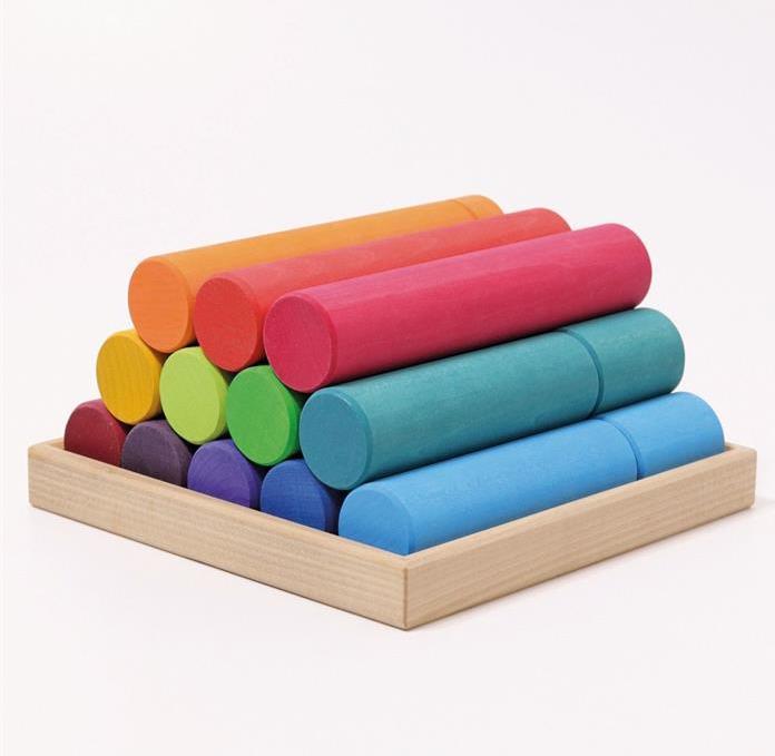 Produktbild Grimm's 10173 Grosse Bauwalzen Regenbogen