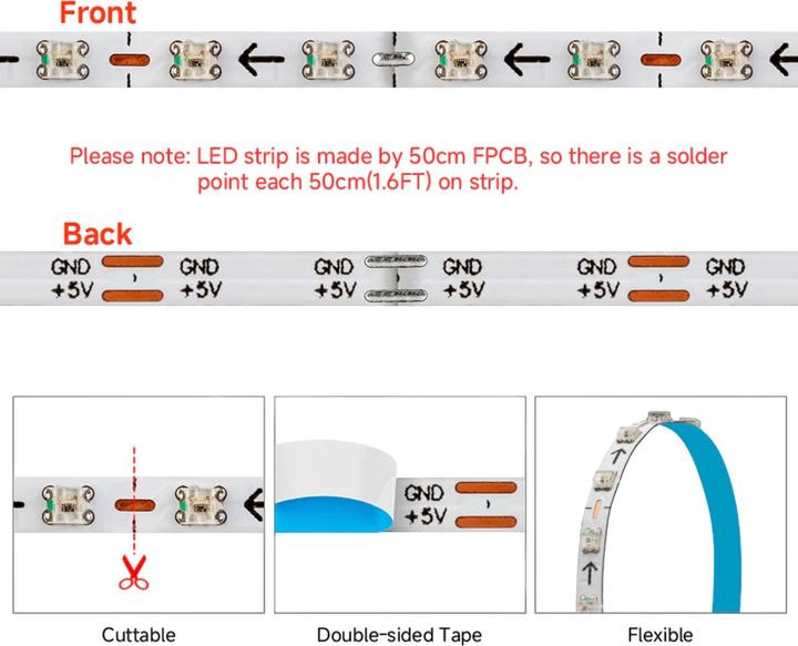 Actual product image Purecrea 5m WS2812B 160LED/m 5V Ultra Narrow LED NeoPixel Strip Rolle