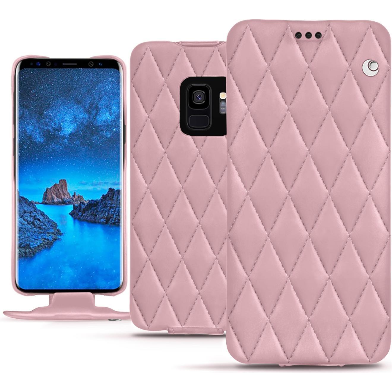 Noreve Lederschutzhülle vertikal (Samsung Galaxy S9), Smartphone Hülle, Rosa