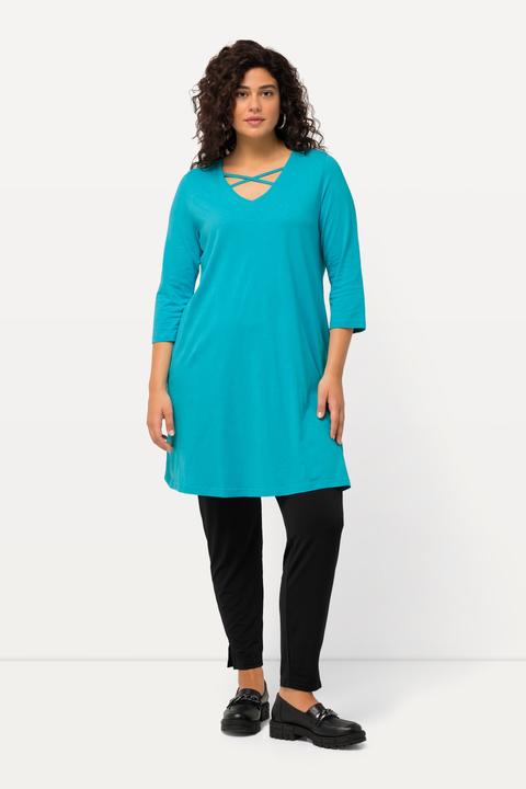 Produktbild Ulla Popken Longshirt, Zierbänder, A-Linie, V-Ausschnitt, 3/4-Arm (46, 48)
