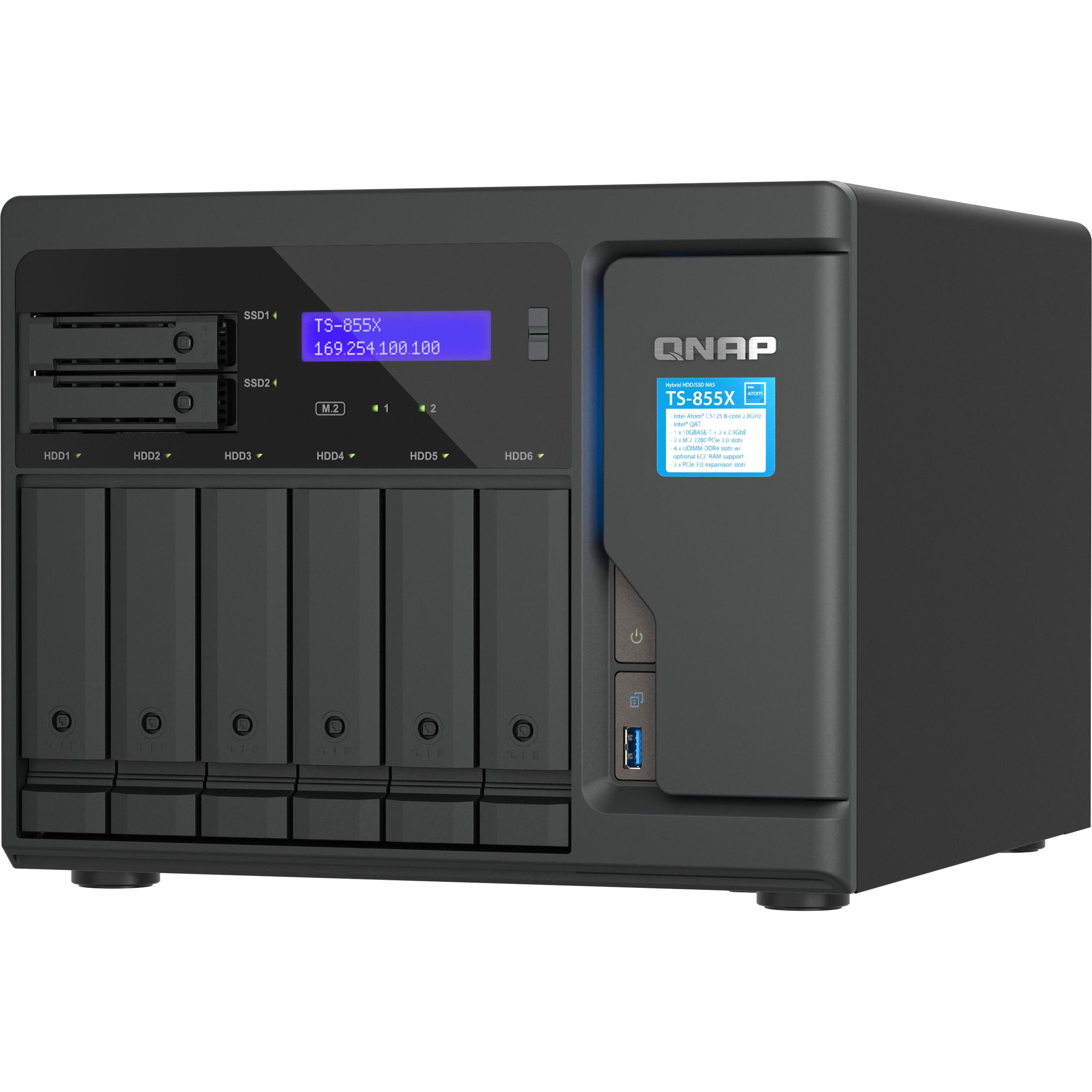 QNAP TS-855X-8G (0 TB), NAS, Schwarz