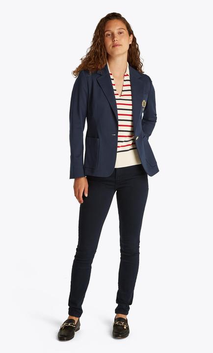 Actual product image Tommy Hilfiger Iconic Timeless Slim Knit Pique Blazer with Embroidered Monogram (40)